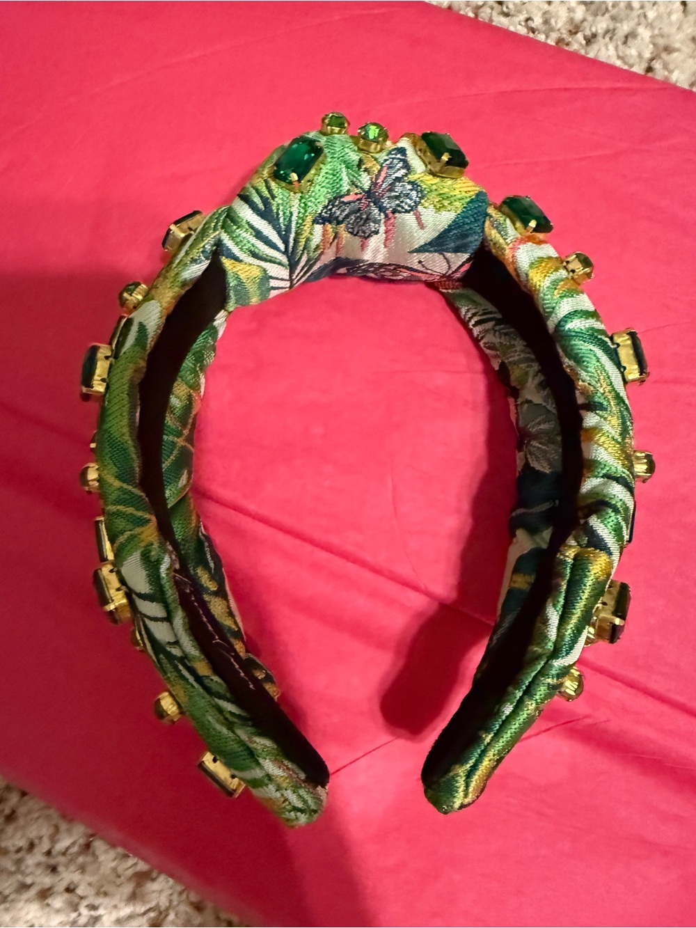 Brianna Cannon Green Tropical Embellished Women's Headband